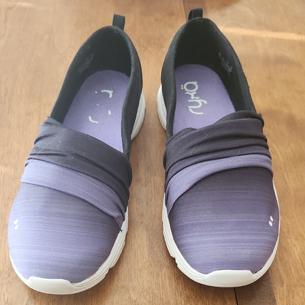 Ryka Women's Black and Purple Slip-On Sneakers
